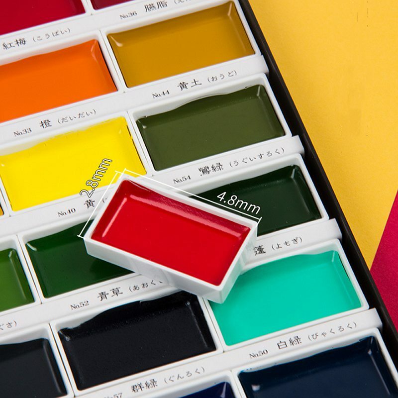 Kuretake-Juego de acuarelas de colores sólidos, pinturas de acuarela de 6 colores metálicos, suministros de arte para pintar, 12/24/36/48 colores