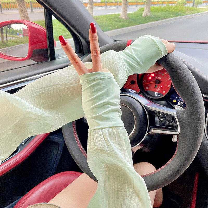Summer Women Loose Arm Sleeves Outdoor Driving UV Protection Ice Silk Sleeve Outdoor Sports Breathable Arm Protection Covers