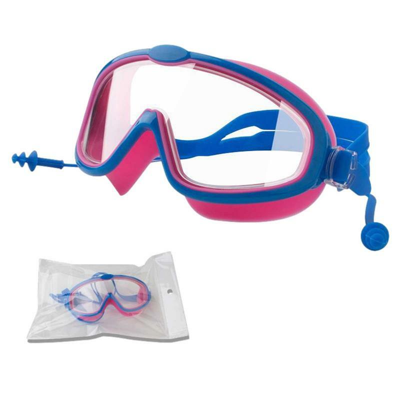 Outdoor gogle pływackie zatyczki do uszu 2 w 1 zestaw dla dzieci Anti-Fog ochrona UV gogle pływackie z zatyczkami do uszu dla dzieci w wieku 4-15 lat