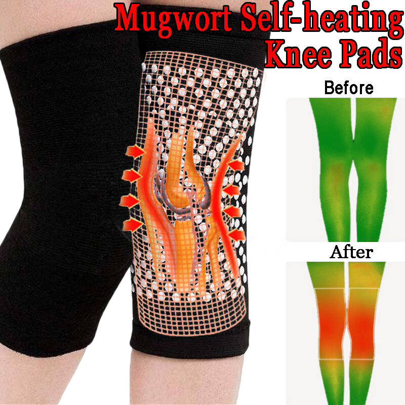 Самонагревающиеся наколенники из полыни для снятия боли в суставах, спортивные нейлоновые эластичные удобные защитные нагревательные наколенники для артрита и ног