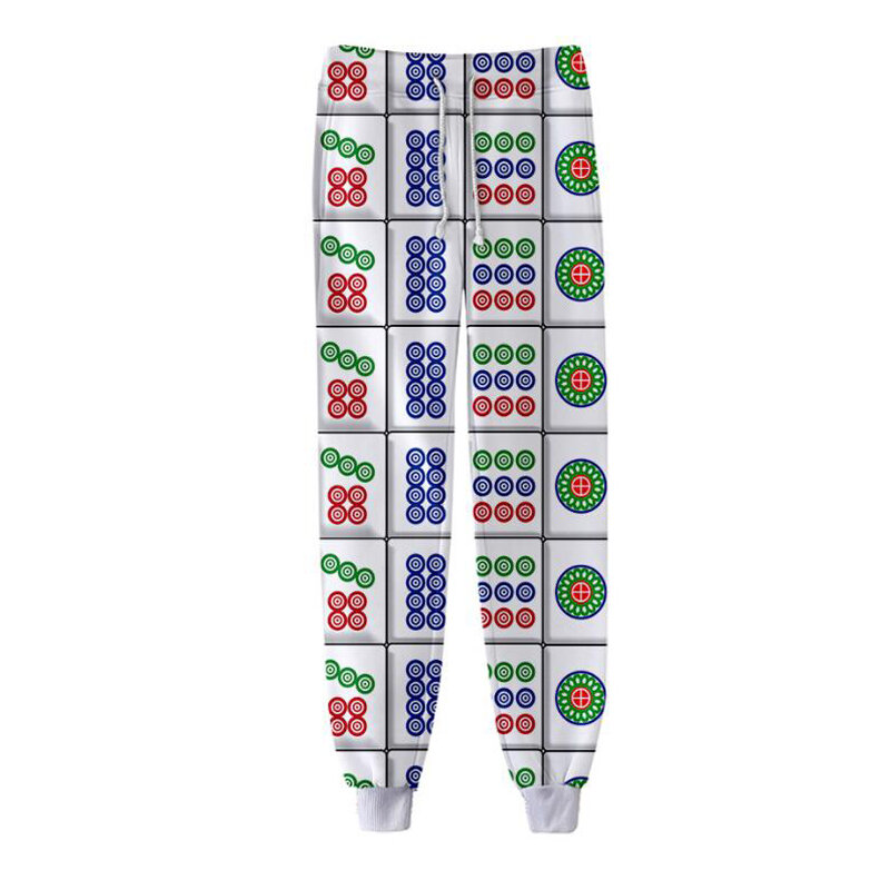 Mahjong-pantalones de chándal con estampado 3D para hombre y mujer, ropa informal de Hip Hop, ropa de calle divertida