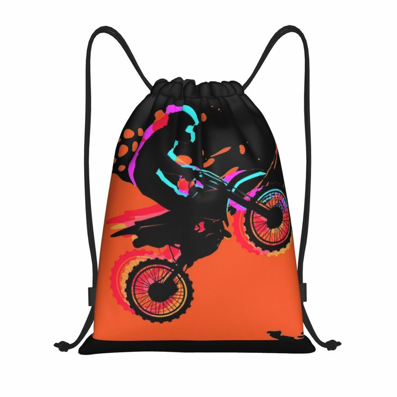 Motocross Rider Dirt Bike mit abstrakten tragbaren Kordel zug Taschen Rucksack Aufbewahrung taschen Outdoor Sport Reisen Fitness studio Yoga