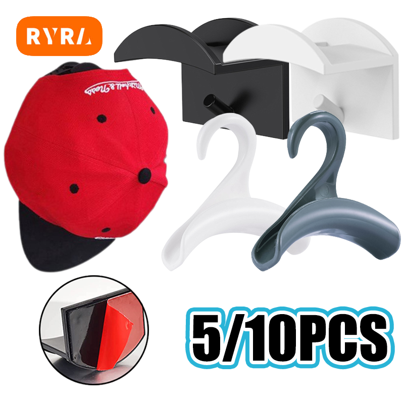 Hat Holder Sticky Wall Mount Hook For Baseball Cap Casual Hat Storage Box No Drilling Paste Portable Door Closet Hanger Hook