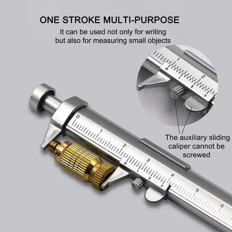 Vernier Caliper Pen Metric mm Ballpoint Stationery  Refill Student Plastic Measure Piston Tool Micrometer Ruler 100mm