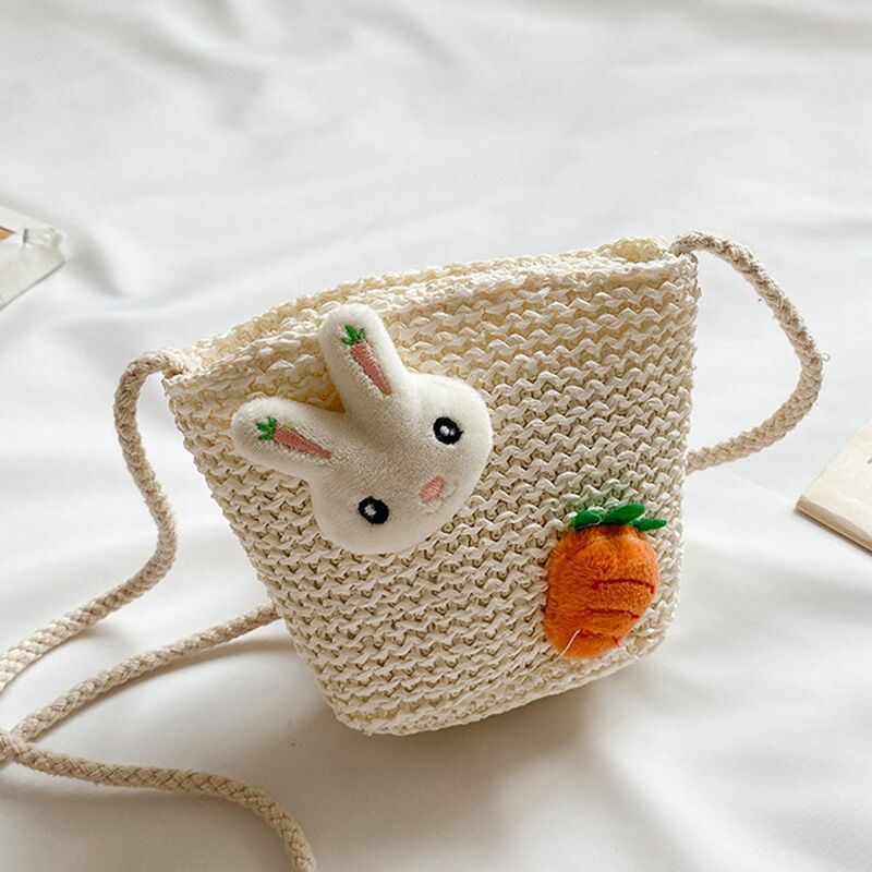 Маленький Повседневный милый мультяшный пляжный кошелек в богемном стиле, тканая детская соломенная сумка