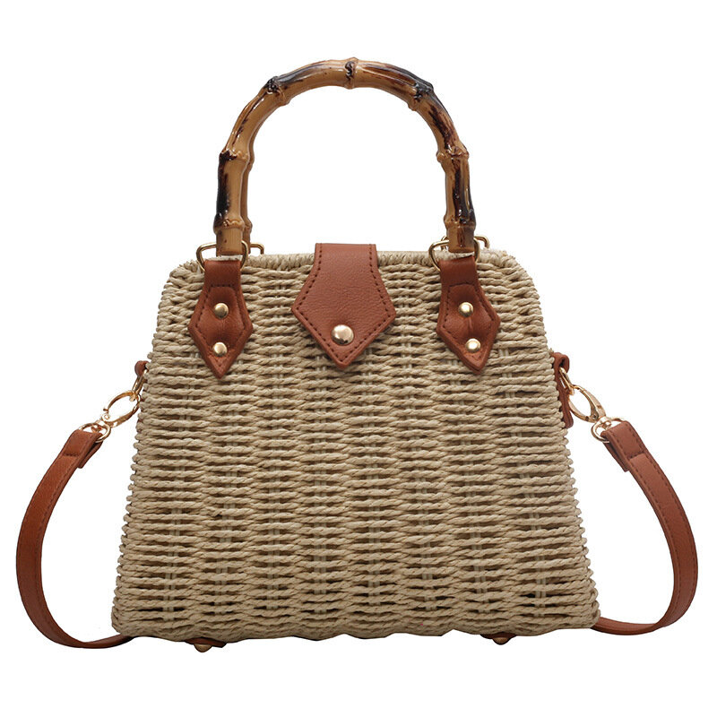 Соломенная плетеная Сумочка для женщин, модная французская Ретро сумка ручной работы, праздничный пляжный Повседневный тоут на плечо