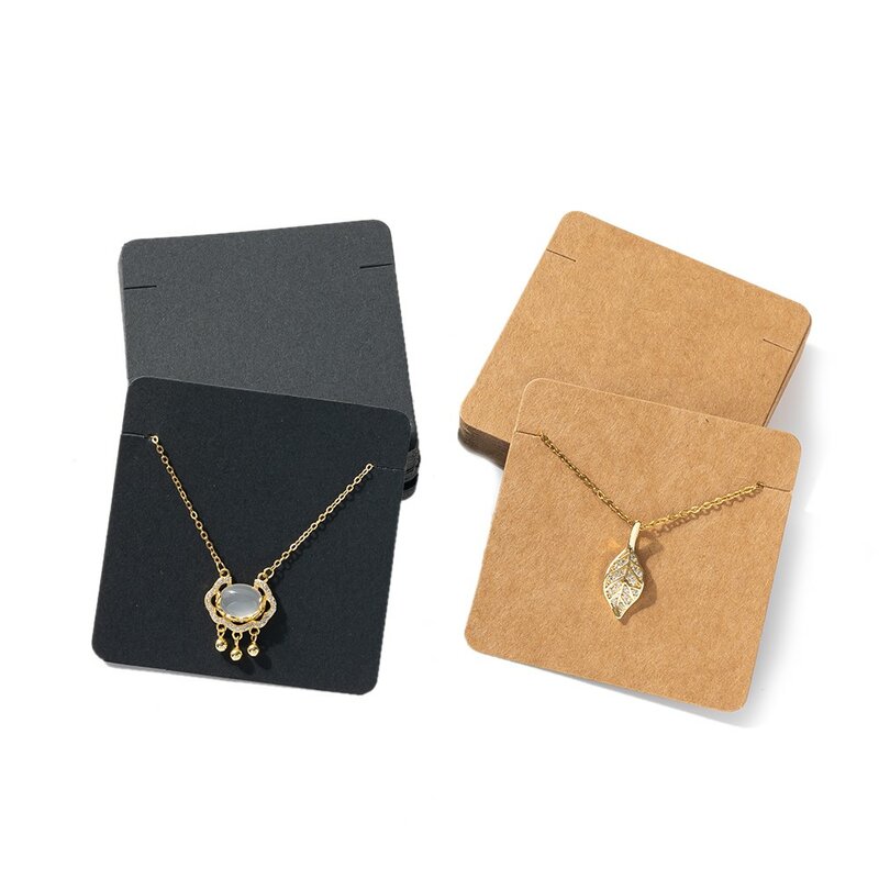 50 buah 6x6cm kartu kemasan tampilan kalung kosong untuk pemegang anting perhiasan menampilkan persediaan kardus Tag ritel grosir