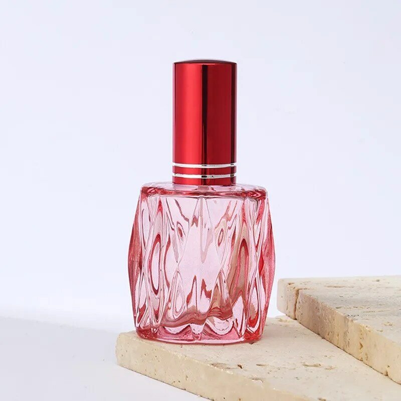 Botella de Perfume de vidrio cuadrada colorida, pulverizador de Perfume recargable portátil, botella de Spray cosmético, muestra pequeña, 10ml, 1 unidad
