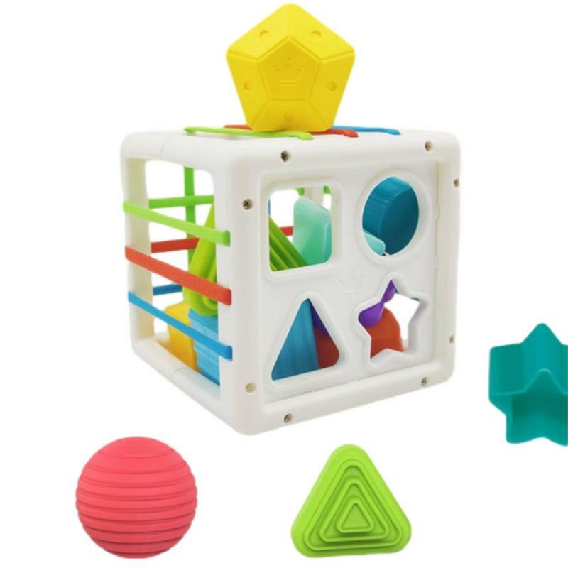 Mainan Penyortir Bentuk Bayi Mainan Penyortiran Kubus Sensorik Montessori Mainan Blok Pelatihan Keterampilan Motor Mainan Edukasi Anak-anak untuk Anak-anak