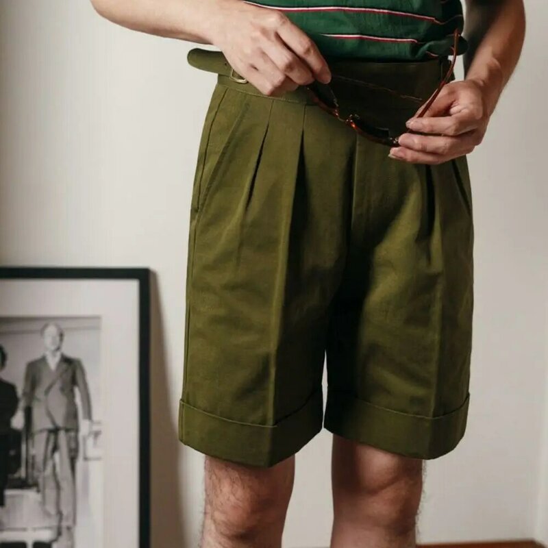 Pantalones cortos militares de algodón para hombre, pantalón corto estilo Retro, Color sólido, Estilo Vintage, ideal para verano, novedad de 2023