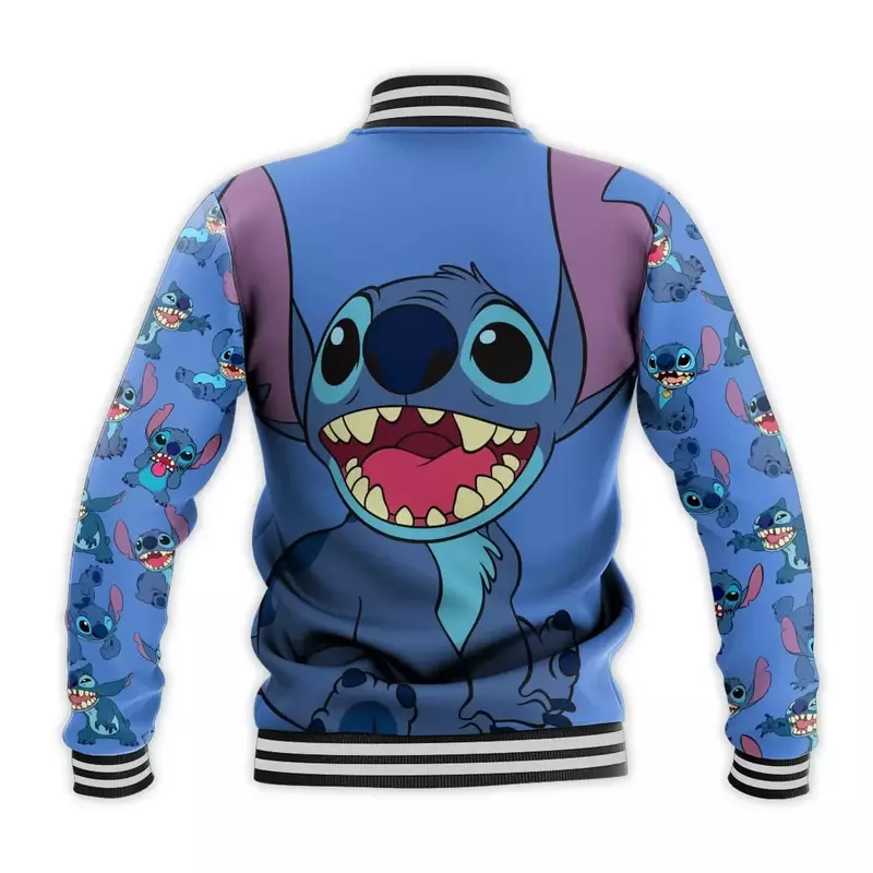 Spring and Autumn New Baseball Jacket Disney Stitch Casual Fashion Anime Print Y2K Uniform Street Men's and Women's Clothing Top
