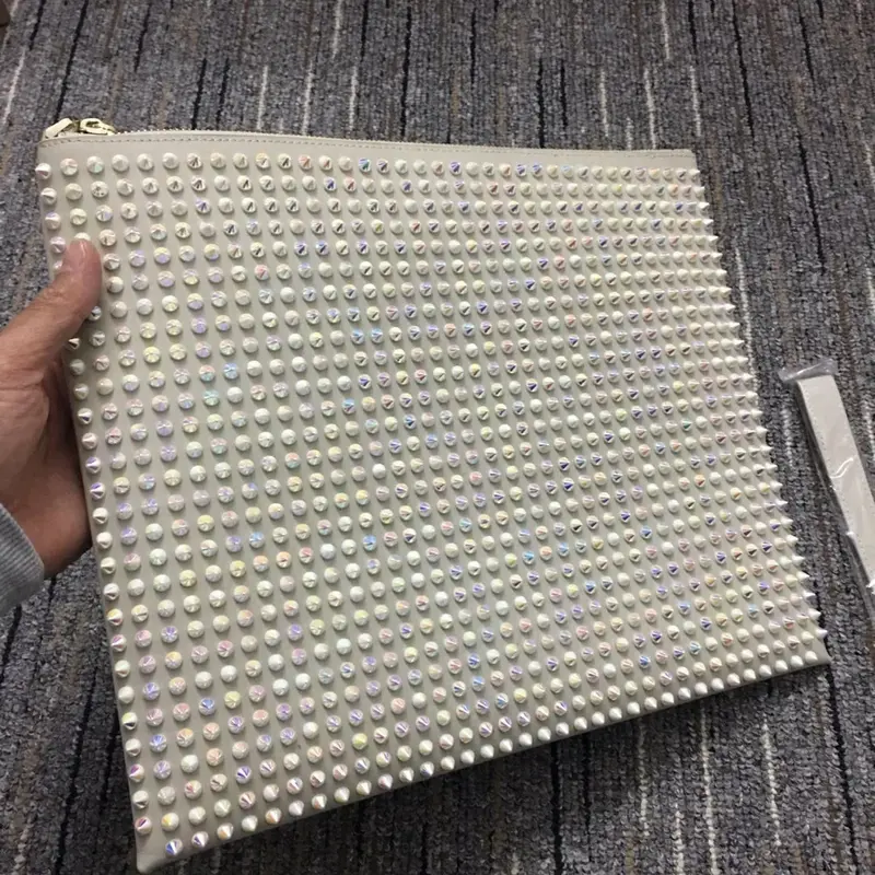 Klasyczna torebka skórzana nitowana luksusowa marka duża torebka wysokiej jakości kolorowa nitowana torebka komputerowa