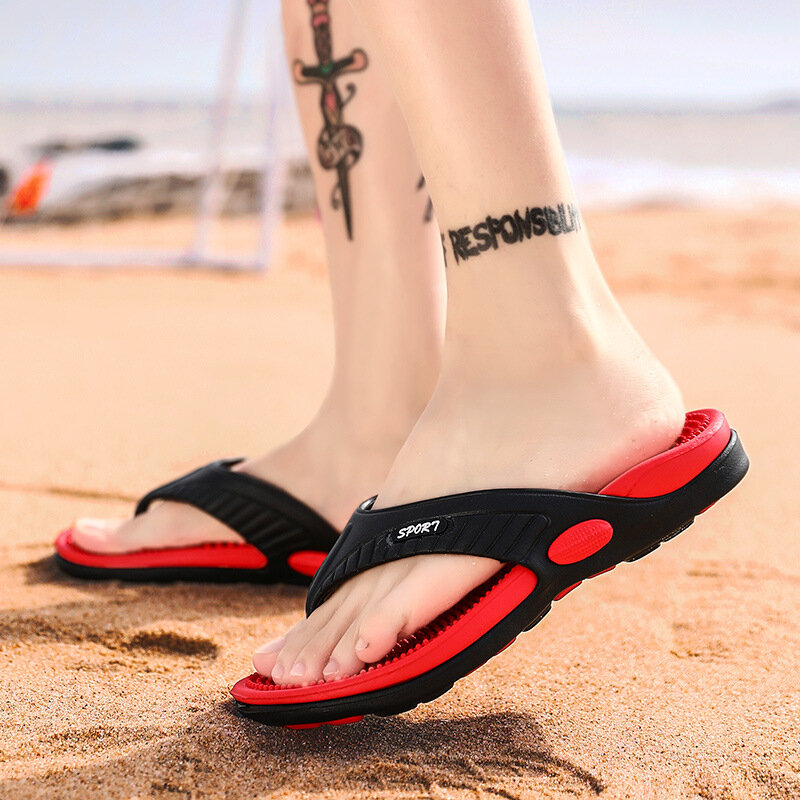 Chinelos masculinos em EVA, chinelos de massagem, sandálias de praia, sapatos casuais, tamanho 40-45, verão