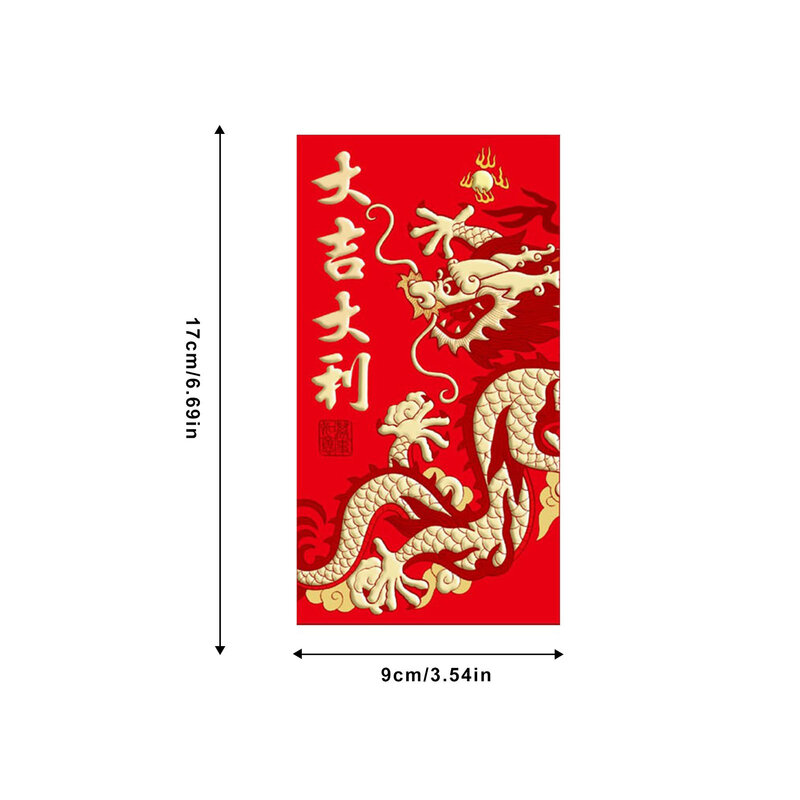 (6 Stuks) Chinees Nieuwjaar Rode Envelop 2024 Drakenjaar Nieuwjaar Het Lente Festival Zodiac Logo Bronzing