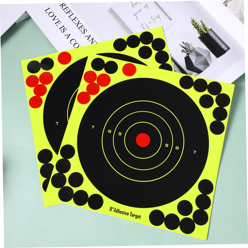 10 buah perekat diri 8 inci 10 buah Target jepret menembak aktivitas stiker kertas Target reaktif latihan aksesori latihan
