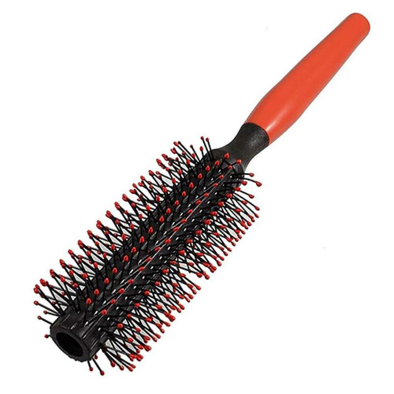 Sisir bulu bulat penata rambut keriting, gagang plastik sisir gaya bergulir sikat rambut Detangling profesional Anti statis