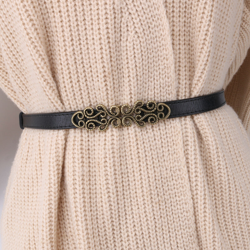 Cummerbunds – robe fine en cuir véritable de vache pour femmes, ceinture ajustable avec perles et boucle en or