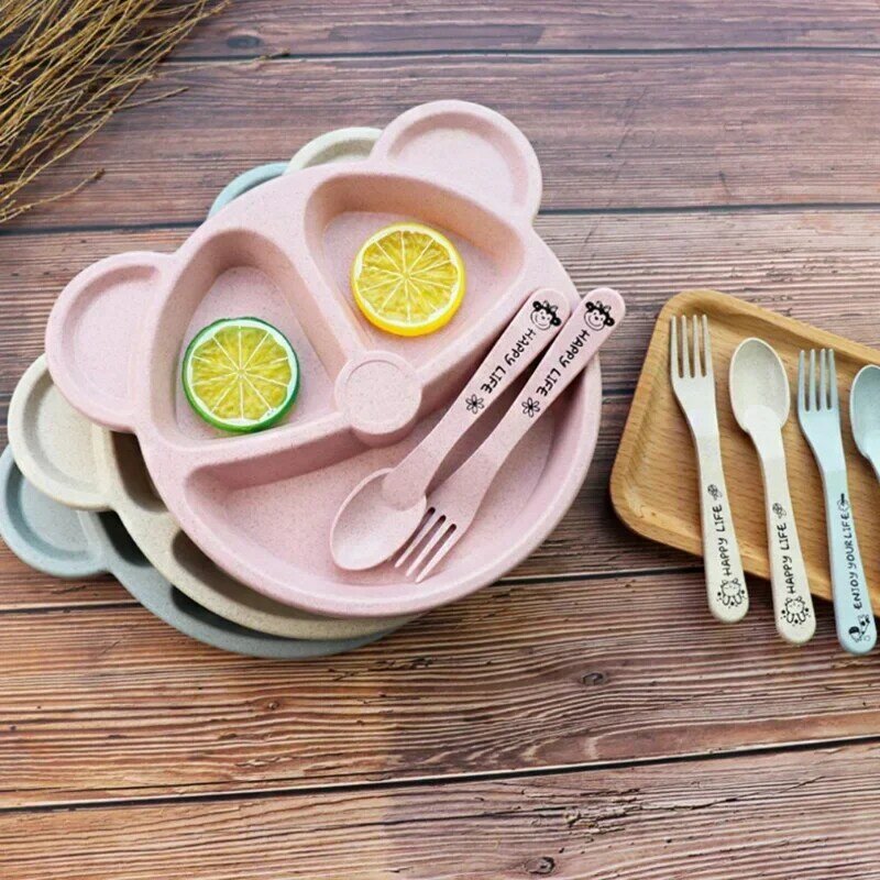Fractal Bear Tableware Set for Kids, Plate Set, Facilmente Atrair Kids Attention Increase Eat, Interessante Projetado para Crianças, Novo, 1 Set