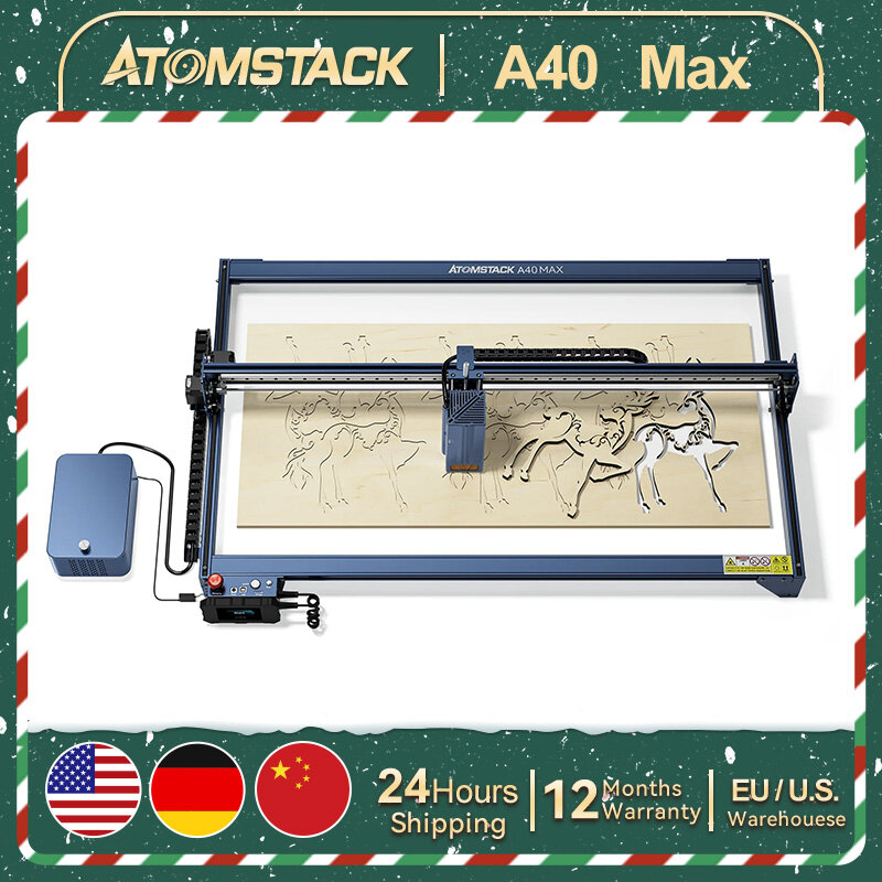 Atomstack A40 X40 S40 Max 210W, mesin ukiran Laser CNC dengan aliran udara ganda 850x400mm ukiran Offline kayu baja tahan karat