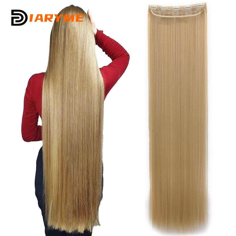 Syntetyczne 100cm przedłużanie włosów dla kobiet bardzo długi jednoczęściowe doczepiane włosy akcesoria do włosów naturalne sztuczne treski