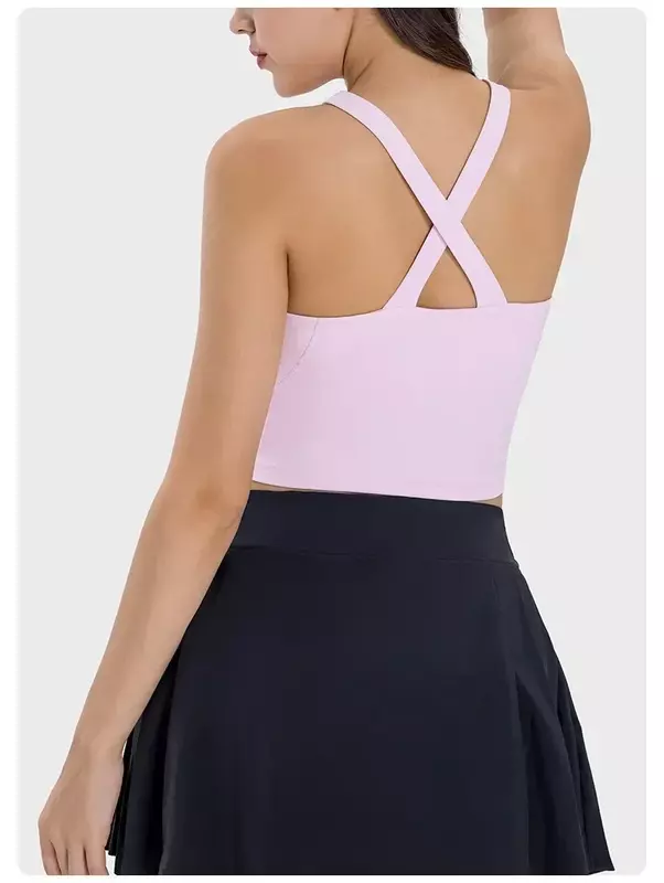 Lemon Mermaid Curve Creora Hyo Star Fabric Yoga Tank Detachable Chest Pad Sport Vest Cross Hanging Neck Pilates Workout Crop Top
