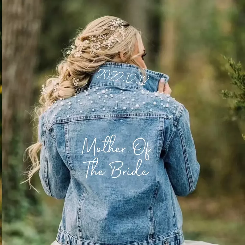 Personalized Mrs Bride Denim Jacket Short Top Jacket Bride Gifts Bridesmaid Jackets Customized Wedding Name Date Role Clothes