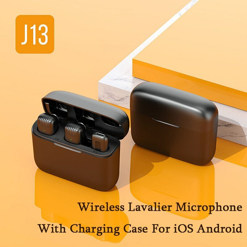J13 Wireless Lavalier Microphone with Charger Case Portable Audio Video Receiver Mini Mic For iPhone Android Tablet Gaming Live