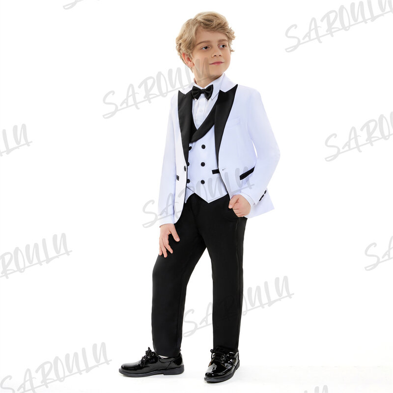 Boys Suits Wedding Outfit Church School Ceremony Flower Piano Performance 4-pieces Birthday Gift Elegant Clothes Set HH008