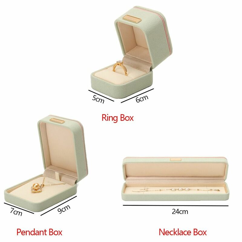 Kotak perhiasan sudut bulat, kotak perhiasan mikrofiber indah kotak tampilan cincin pertunangan