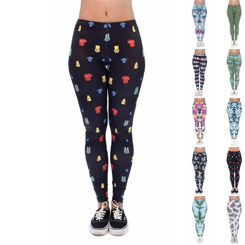 Women's Basic Fruit Printed Yoga Pants Elastic Yoga Leggings Gym Jogging Fitness Clothes Quick Dry Slim Pants XS-8XL