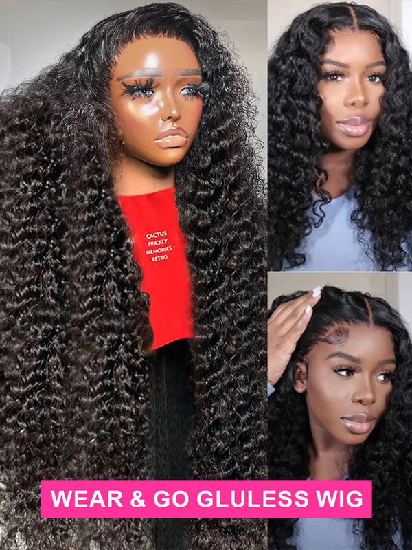 Wear And Go Wig Mongolian Water Wave 7x5 Glueless Wig Human Hair Ready To Wear Pre Plucked Curly Human Wig 13x6 HD Lace Wigs