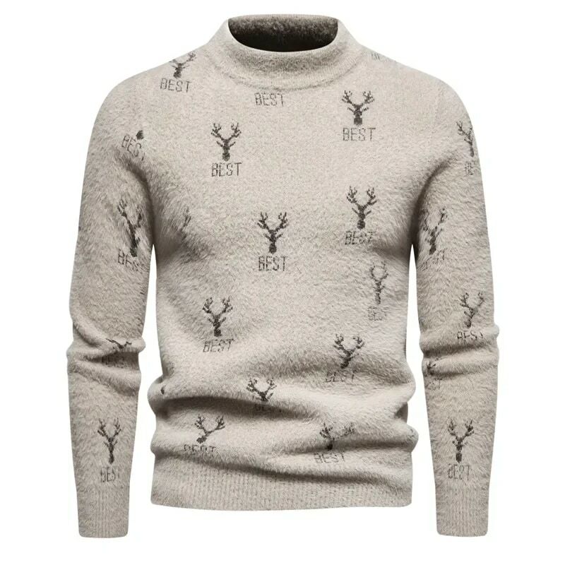 남성용 모조 밍크 스웨터, 부드럽고 편안한 패션, 따뜻한 니트 스웨터, 풀오버 상의, 신상 트렌드