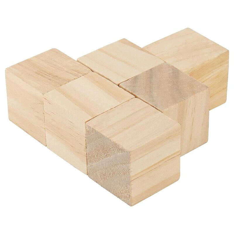 天然未完成の木製ブロック、小さな正方形、DIY工芸品、バルク、100個