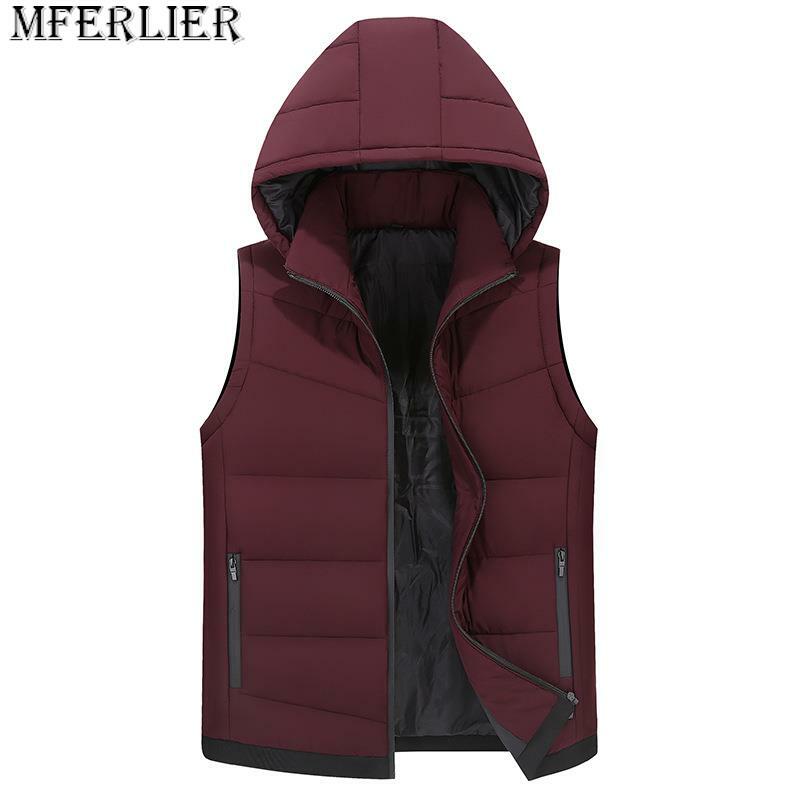 large size work vest hooded men's large size loose plus size Thick section Autumn Winter vest men 6XL 7XL 8XL 150KG