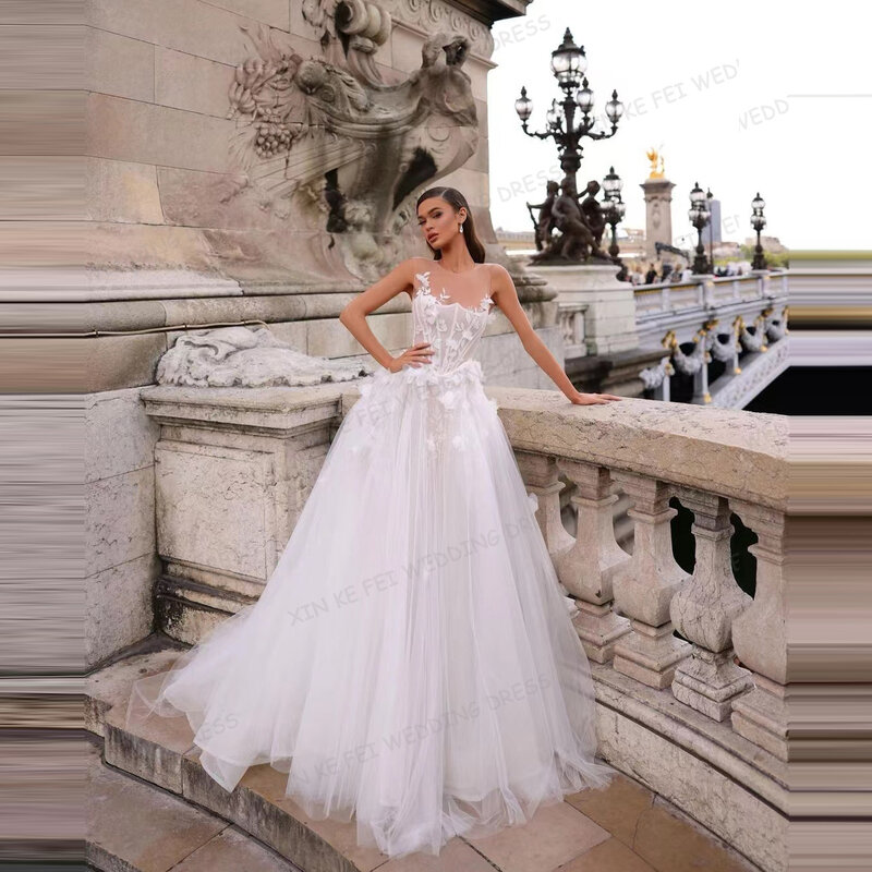 2024 Simple Lace Bridal Dresses Women's Sexy Off The Shoulder A-Line Appliques Princess Ball Wedding Gowns Vestido De Novia Robe