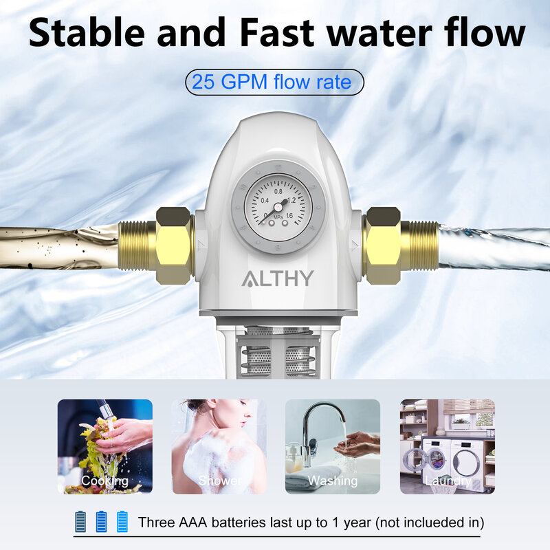 Althy PRE-AUTO2 automatische Spülung Rück spülung Vorfilter Spin Down Sediment Wasserfilter zentralen ganzen Haus Reinigungs system