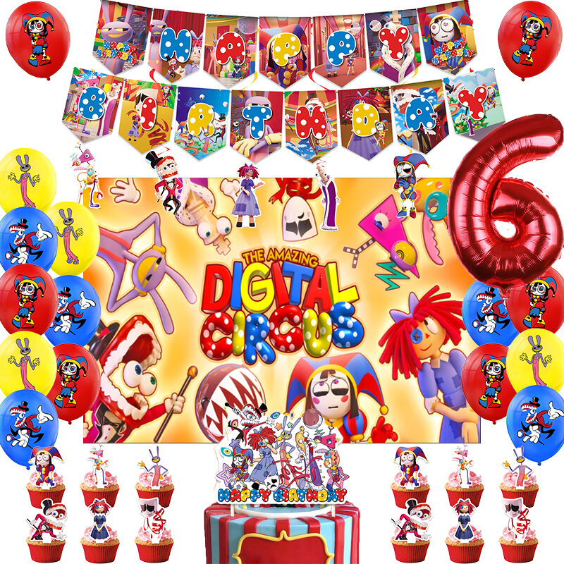 The Amazing perlengkapan pesta ulang tahun sirkus Digital spanduk balon peralatan makan latar belakang dekorasi pesta mandi bayi