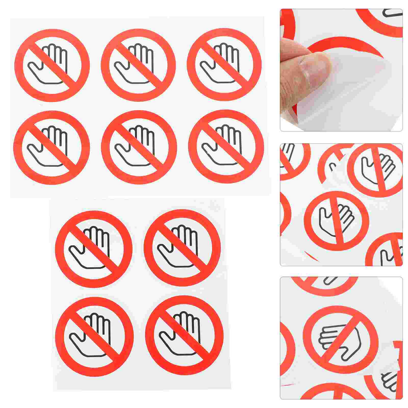 Etiquetas de sinal auto-adesivas, Não toque adesivo, Não use sinais de mão, Decalque sem toque
