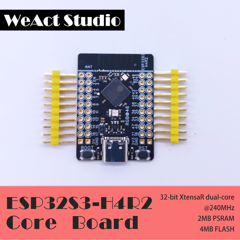 WeAct-Mini WiFi Bluetooth IOT Board, ESP32-S3FH4R2, ESP32-S3, 4MB Flash, 2MB, PSRAM, MicroPython Compatível