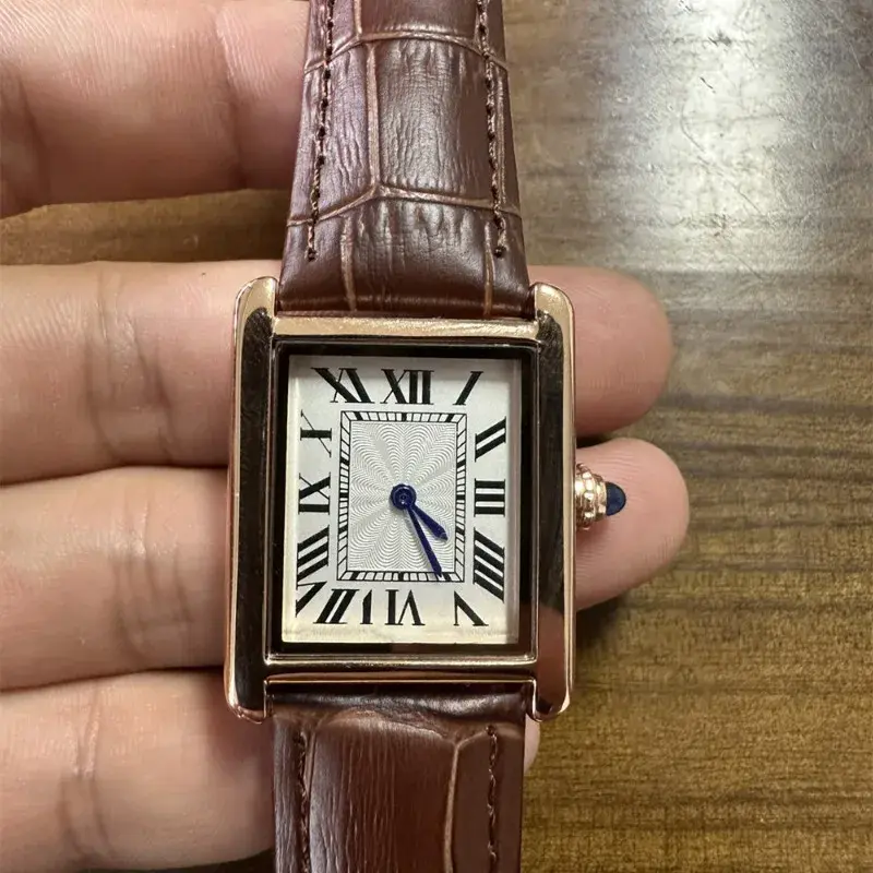 Reloj rectangular pequeño Retro clásico para mujer, pulsera de cuero Real, moda fina, regalo para niña, caja Julius, 24