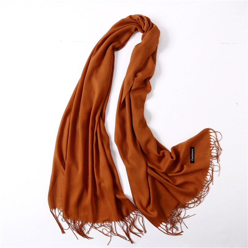 Écharpe longue pour femme, châle fin et solide, pashmina eldana 600 hijab, collection hiver 2021