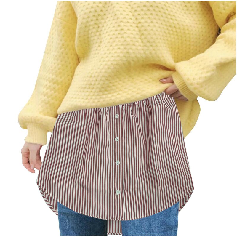 Minifalda con dobladillo falso para mujer, ropa interior desmontable, Irregular, extensores de camisa, rayas, rejilla, cola, blusa, dobladillo, multicolor