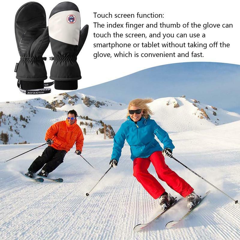 Luvas de neve impermeáveis para mulheres, luvas térmicas, tela sensível ao toque, grossa, quente, snowmobile, snowboard, inverno