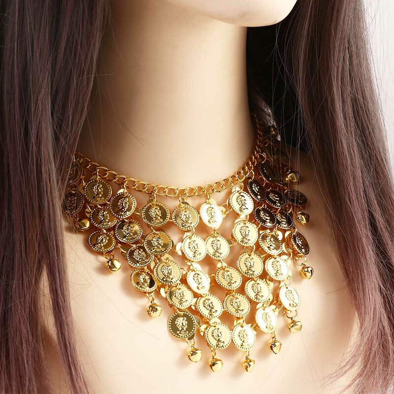 Berlian Payet Kalung Gelang Ikat Rambut Kepala Tari Menunjukkan Tari India Perhiasan Tari Perut Bohemian Kepala Rantai Aksesori