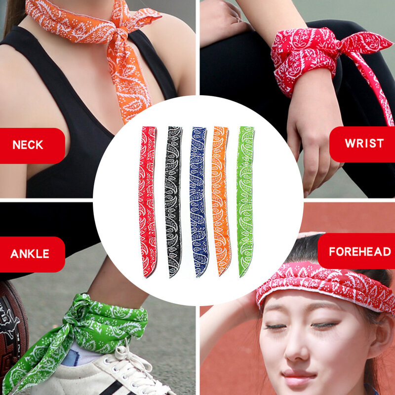 Pescoço Cooler Bandana Cachecol, Verão Corpo Gelo Cooling Wrap Tie, Bandana refrescante, Headband Multifuncional, Toalhas de pulso