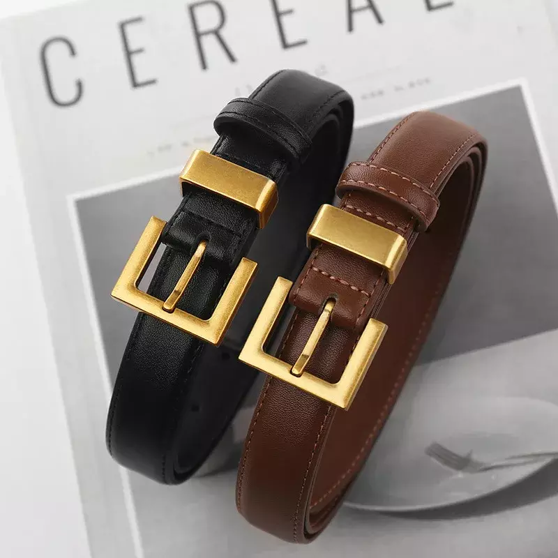 Cintura con fibbia quadrata in pelle moda oro Senior Jeans minimalisti accessori per abbigliamento cintura di marca di design di lusso per le donne