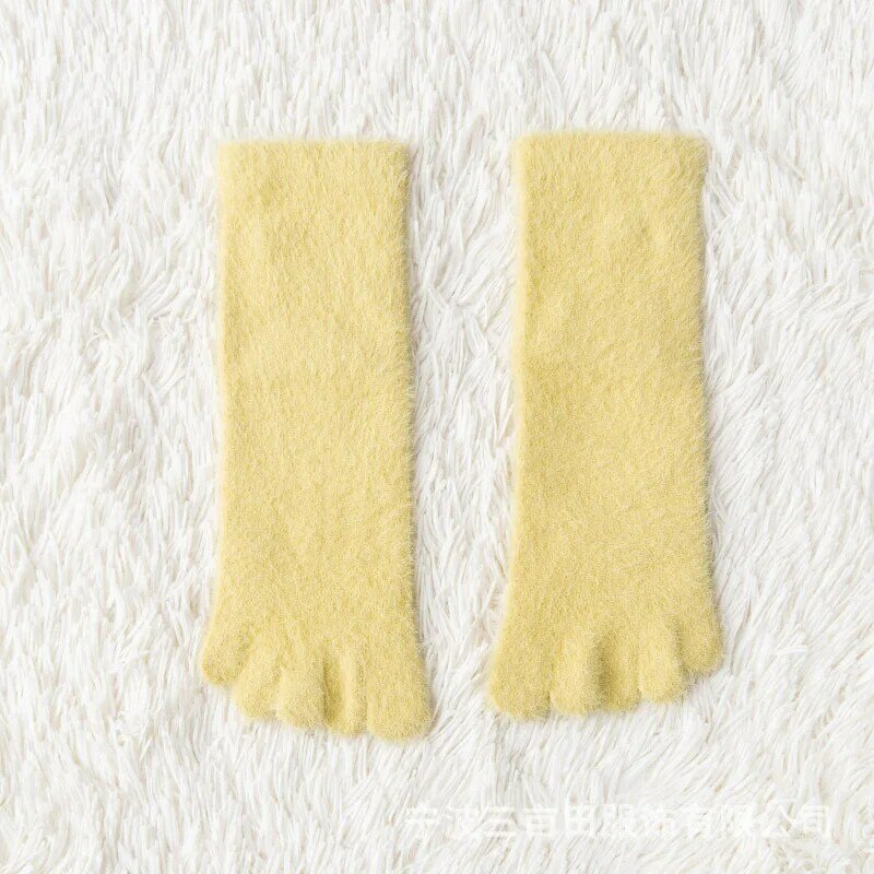 Calcetines gruesos de cinco dedos para mujer y niña, medias de invierno cálidas de lana de Coral, mullidas, suaves y acogedoras, zapatillas de suelo para mujer