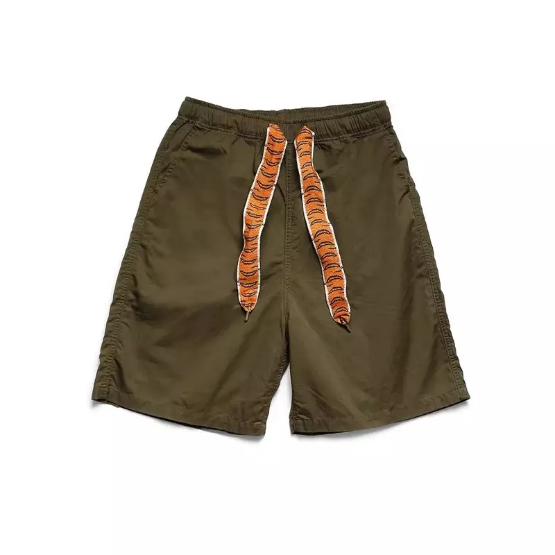 Non KAPITAL Summer Cotton Tiger Pattern elastico con coulisse tinta unita sport Army Green Shorts pantaloni Casual da uomo
