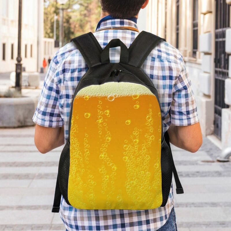Personalized Beer Realistic Bubbles Foam Backpack Men Women Fashion Bookbag for School College Drinking Lover Bags