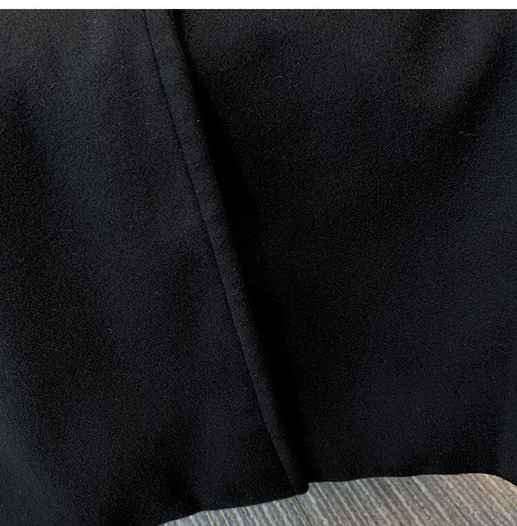 Abrigo de lana de manga larga para mujer, chaqueta informal de un solo pecho, color negro, talla grande 5xl, 6xl, 7xl, 8xl, 9xl, otoño e invierno, 2023